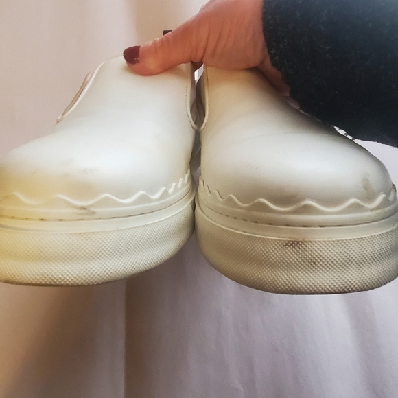 Chloe Lauren Scalloped Slip On White Leather. Platform Trainers Sz 42 womens - Picture 7 of 10
